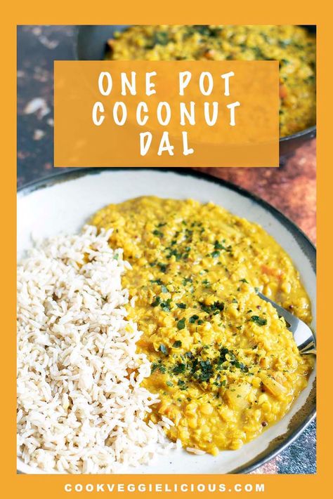 Fragrant, filling and frugal, this coconut dal can be made in one pot, saving on time and on the washing up. A delicious take on the classic Indian lentil dish, this vegan red lentil dal with coconut milk is sure to become one of your go-to dinners. #dal #lentildal #coconutdal #vegan #vegetarian #curry #vegancurry Coconut Dhal, Coconut Dahl, Dahl With Coconut Milk, Coconut Lentil Dahl, Indian Dahl Recipe Lentil Curry, Indian Lentils Dal, Indian Lentils, Autumn Recipes Vegetarian, Lentil Dahl