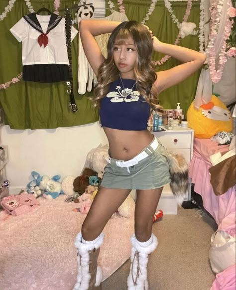 Haruka Gyaru, Summer Gyaru Outfits, Gyaru Summer Outfits, Gyaru Fashion Summer, Gyaru Tops, Aiura Mikoto, Summer Gyaru, Gyaru Outfits, Gyaru Aesthetic