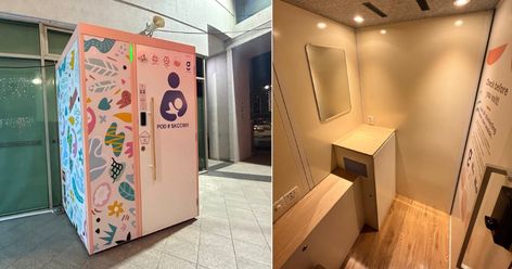 Double-lock pods offer safe spaces for breastfeeding, accessible by eligible mums via Singpass Lactation Room, Nursing Room, Double Lock, Breast Pumps, Safe Space, Learning Centers