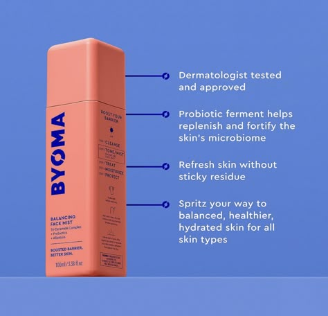 🌿 Refresh and Hydrate with BYOMA Balancing Hydrating Face Mist! ✨  This lightweight face mist is designed to instantly refresh, hydrate, and balance your skin's moisture levels. Enriched with a unique barrier-boosting complex and niacinamide, BYOMA Balancing Hydrating Face Mist helps soothe and calm your skin while improving its overall texture and tone. Perfect for use throughout the day, it leaves your skin feeling revitalized and glowing.  ✨ Ideal for all skin types, this mist is your go-to for on-the-go hydration and a radiant complexion.  🔍 Click to shop BYOMA Balancing Hydrating Face Mist and keep your skin fresh and hydrated wherever you are! Byoma Skincare, Take Care Of Yourself Quotes, Skincare Content, Real Skin, Paid Media, Skincare Packaging, Hydrating Toner, Skin Clear, Skin Glowing