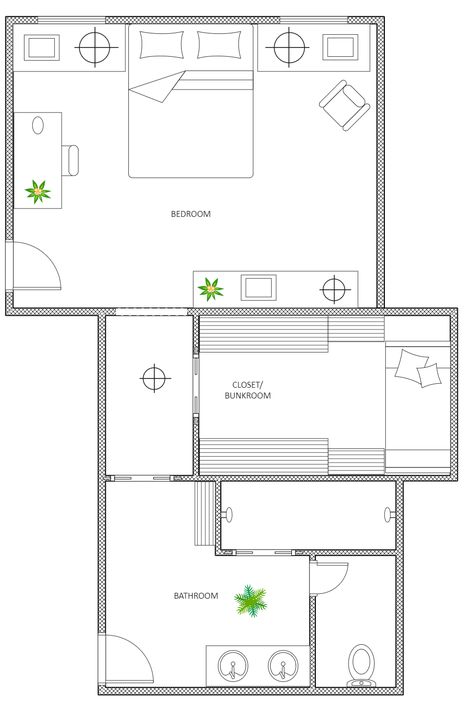 Guest Room Plan | EdrawMax Free Editbale Printable 7x10 Bedroom Layout, Guest Room Dimensions, Hotel Bedroom Plan Layout, Guest Room Layout, Guest Room Design Ideas, 2 Bedroom Hotel Suite Plan, Luxury Hotel Room Bedroom Suites Plan, Hotel Room Blueprint, Guess Room