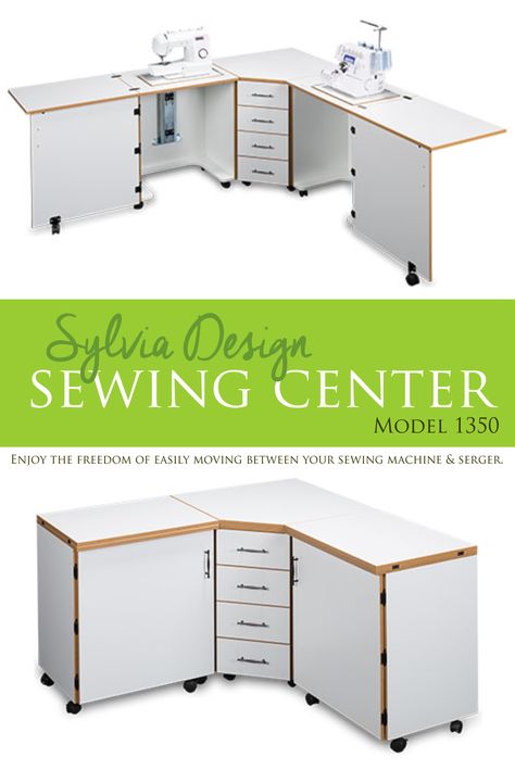 L Shaped Sewing Table Ideas, Craft Cabinets, Sewing Cupboard, House Equipment, Small Sewing Rooms, Craft Room Tables, Sewing Room Furniture, Sewing Machine Tables, Sewing Machine Cabinet