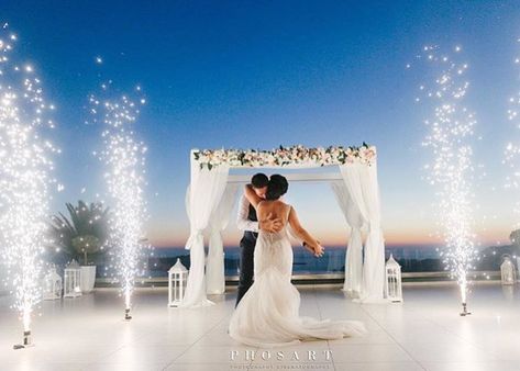 Le Ciel Santorini on Instagram: “Love, dance & sparkle ✨ ————— Photographer: @studiophosart Wedding Planner: @weddingsinsantorini #lecielsantorini #lecielwedding…” Le Ciel Santorini Wedding, Greece Weddings, Santorini Wedding Venue, Wedding Dancing, Cabo Wedding, Love Dance, Cabo Weddings, Wedding Sparklers, Santorini Wedding