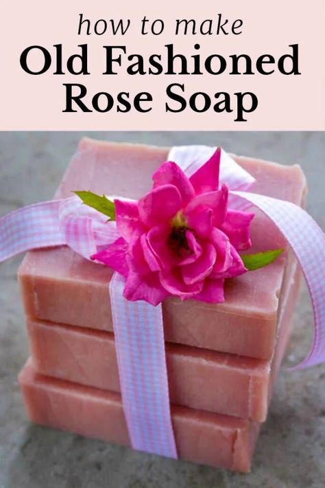 Old-fashioned natural rose soap recipe using natural color, rose petals, essential oils, and rose-hip seed oil. Includes instructions for making it with the cold-process or hot-process methods #soapmaking #soaprecipe #roses Rose Hip Soap, Rose Cold Process Soap, Hot Process Soap Recipes, Rose Soap Recipe, Lovely Greens, Rose Products, Easy Soap Recipes, Diy Soap Recipe, Lye Soap