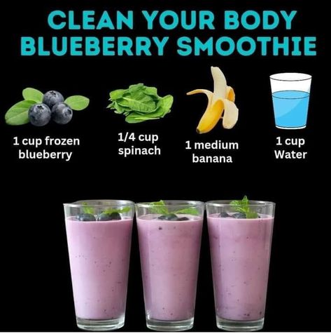 Tasty Smoothie Recipes, Blueberry Water, Blueberry Smoothie, Healthy Recipes For Diabetics, Diet Smoothie Recipes, Smoothie Detox, Yummy Smoothie Recipes, Blueberries Smoothie, Weight Watchers Diet