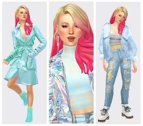 Muckleberry Jam Sims 4 Game Packs, Holographic Jacket, Crystal Bra, Love You Babe, Double Denim, Sims 4 Game, Sims 4 Cc Finds, More Love, Skirt Socks