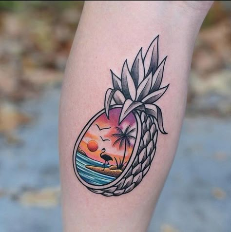 Tattoos Hummingbird, Pinapple Tattoos, Tattoo Deer, Tattoo Quotes For Men, Island Tattoo, Pineapple Tattoo, Flamingo Tattoo, Sunset Tattoos, Geometric Tattoo Arm