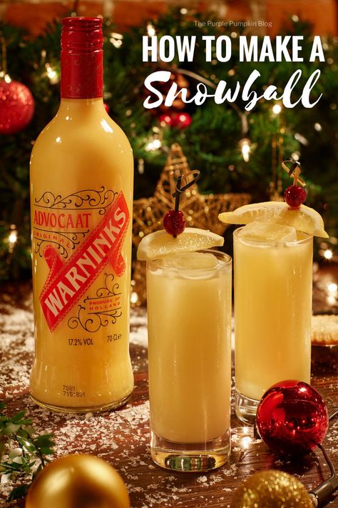 Learn how to make a Snowball Drink and other Christmas cocktails! These cocktails are classic for a reason and the festive season! So eat, drink and be merry with these Christmas cocktail recipes! Cheers! #HowToMakeASnowball #Snowball #SnowballDrink #SnowballCocktail #ThePurplePumpkinBlog #ChristmasCocktails #Cocktails #Advocaat Snowball Drink Cocktails, Snowball Drink Recipe, Snowball Cocktail, Snowball Drink, Snowball Cocktail Recipe, Vintage Brunch, Christmas Cocktail Recipes, Xmas Cocktails, Eurovision Party