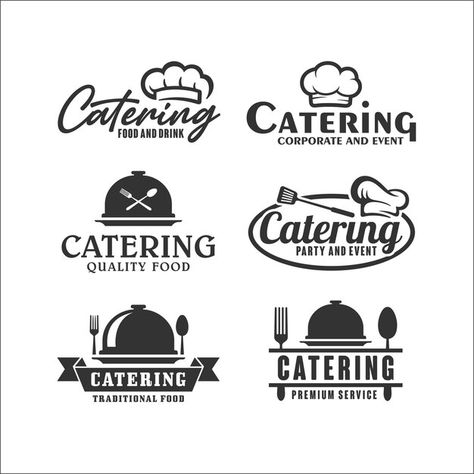 Catering design premium collection logo | Premium Vector #Freepik #vector #food #business #menu #label Logo For Catering Business, Catering Logo Ideas, Logo Design For Food Business, Food Business Logo, Catering Business Logo, Restaurant Logo Design Ideas, Catering Logo Design, Chef Branding, Business Ideas Philippines