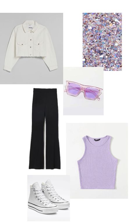 Lilac Tank Top Outfit, Lilac Casual Outfit, Purple Concert Outfit Ideas, Lilac Converse Outfit, Lilac Tops Outfit, Purple Converse Outfit, Lilac Outfit Ideas, Lilac Converse, Purple Top Outfit