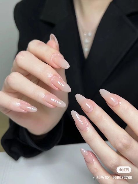 Classy Jelly Nails, Gel X Nails Wedding, Neutral Clean Nails, Long Jelly Nails, Korean Almond Nails, Nude Jelly Nails, Nails Size, Paper File, Silicone Glue