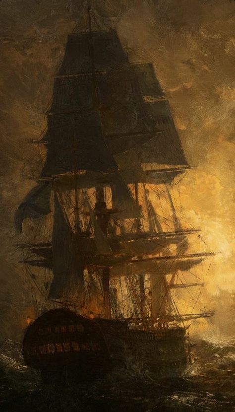 Battleship Art, Boat Oil Painting, Sea Of Thieves, Ship Paintings, Ethereal Art, Classical Art, Unique Wall Art, Ship Art, Old Art