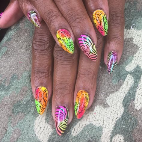 neon pigment from @oceannailsupply #neon #blackgirlnails Girl Nails, Girls Nails, Nail Art, Neon, Nails, Beauty, Black, Design, Art