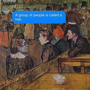 Classical-Art-Dark-Humor-April-Eileen-Henry-Texts-From-Your-Existentialist | Bored Panda Chicago Painting, Classical Art Memes, Henri De Toulouse Lautrec, Toulouse Lautrec, Clean Memes, Art Memes, Classical Art, Virginia Beach, Funny Art