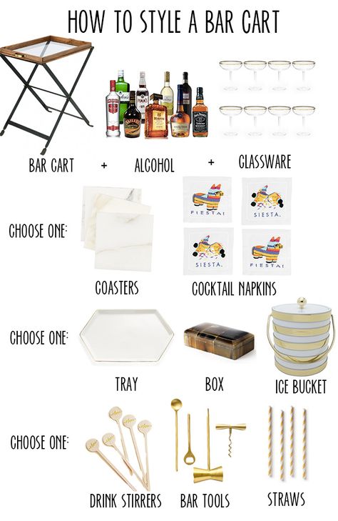 Style A Bar Cart, Bar Cart Inspo, Gold Bar Cart Styling, Bar Cart Inspiration, Bar Cart Essentials, Diy Bar Cart, Gold Bar Cart, Outside Bars, Bar Cart Styling