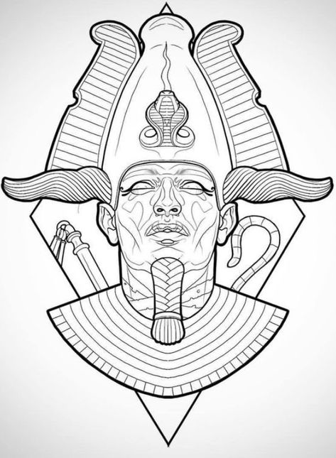 God Osiris, Egypt Tattoo Design, Aztec Warrior Tattoo, Pyramid Tattoo, Horus Tattoo, Egyptian Drawings, Americana Tattoo, Egyptian Tattoo Sleeve, Egypt Concept Art