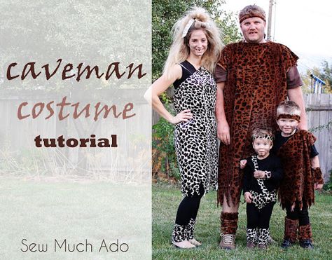 Caveman Costume Tutorial - awesome DIY costumes for the whole family! Diy Caveman Costume, Caveman Outfit, Caveman Party, Caveman Costume, Boxing Halloween Costume, Family Costumes Diy, Elvis Costume, Mom Halloween Costumes, Mom Costumes