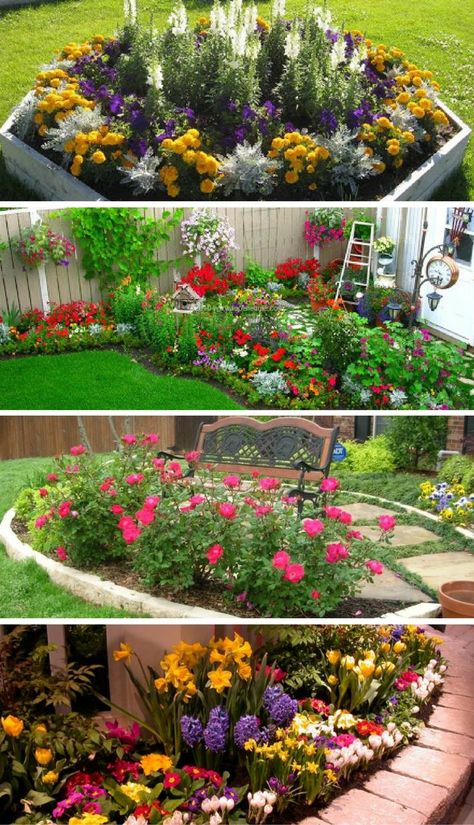 16 Small Flower Gardens That Will Beautify Your Outdoor Space Small Flower Garden, Flower Garden Pictures, Flower Garden Layouts, Garden Design Pictures, Planning Garden, Flower Garden Ideas, Small Flower Gardens, Backyard Flowers Garden, Garden Flower Beds