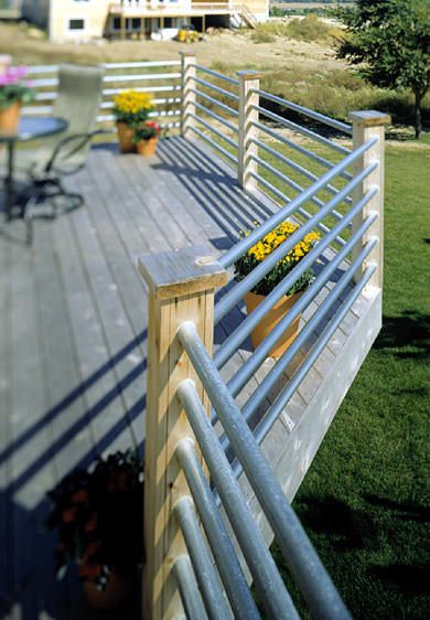 Contemp. Metal Deck Rails Porch Bannister Ideas, Decks With Stairs All Around, Deck Rails Ideas, Conduit Deck Railing, Deck Railing Ideas Cheap, Conduit Railing, Pool Deck Railing, Deck Railing Ideas Diy, Diy Deck Railing