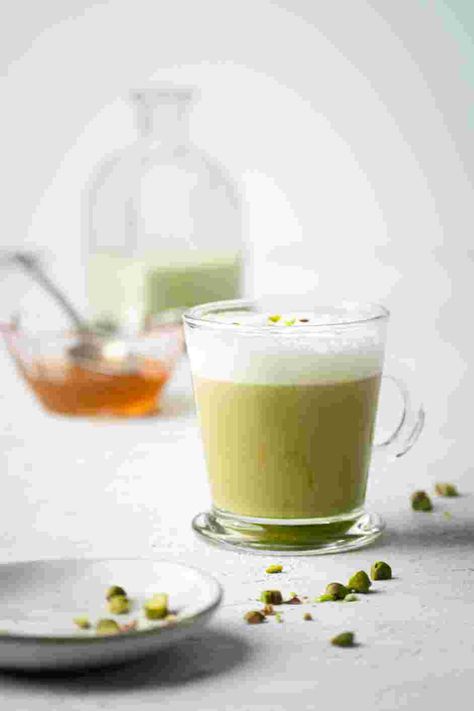 Pistachio Latte Recipe | Cozymeal Pistachio Latte Recipe, Pistachio Latte, Pistachio Syrup, Pistachio Milk, Lunch Sides, Brunch Desserts, Online Cooking Classes, Lavender Syrup, Turmeric Latte