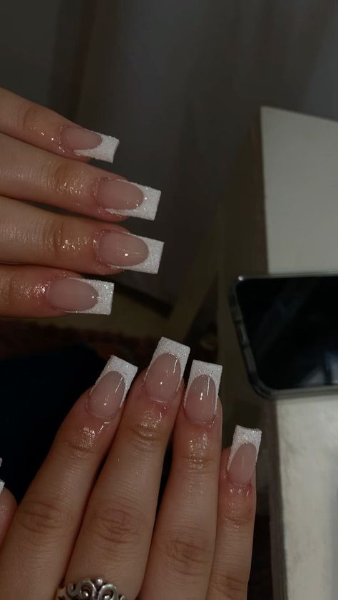 Outfits Ideas For Birthday, Square French Tip Nails, Random Hairstyles, Square French Tip, Square Nails Design, Nails Sets, Solar Nails, Square French, Acrylic Toe Nails