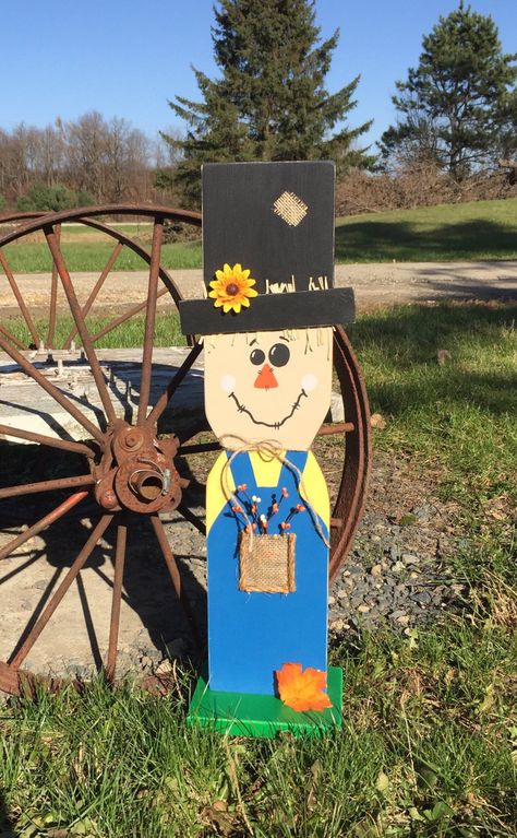 Tall Wooden Scarecrow with stand/Fall Wooden | Etsy Wooden Scarecrow, Board Crafts, Fall Wood Crafts, Fall Wood Signs, Pallet Christmas Tree, Fall Scarecrows, Wooden Pumpkins, Autumn Decorating, Fall Halloween Crafts