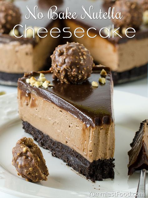 Booze Cheesecake, Winter Food Recipes, Nutella Cheesecake Recipe, Cake Without Baking, Nutella Cheesecake Recipes, Yummiest Food, No Bake Nutella Cheesecake, Cheesecake Easy, Nutella Desserts