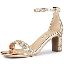 Glitter Block Heels, Ankle Strap Chunky Heels, Evening Heels, Square Toe Sandals, Womens Chunky Heels, Glitter Heels, Chunky Sandals, Chunky High Heels, Chunky Heels Sandals