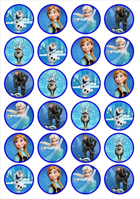 Frozen Cupcake Toppers Disney Frozen Cupcakes, Frozen Cupcake Toppers, Paper Cupcake Toppers, 4de Verjaardag, Princess Birthday Decorations, Frozen Printables, Frozen Cupcakes, Princess Cupcake Toppers, Frozen Cake Topper