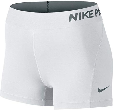 Nike Women's Pro Cool 3-Inch Training Shorts (White/Medium) at Amazon Women’s Clothing store: White Spandex Shorts, White Nike Pros, Looks Adidas, Date Night Outfit Classy, Nike Spandex, White Spandex, Nike Pro Spandex, Nike Shoes Air Force, White Nike Shoes