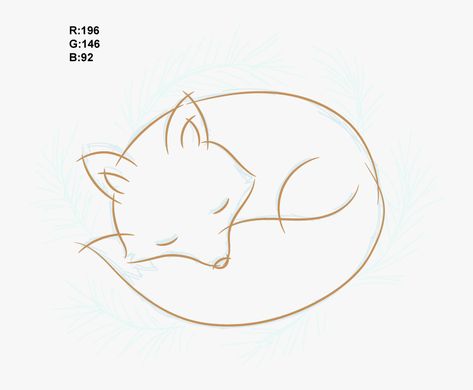 Fox Drawing Simple, Sleeping Fox Drawing, Fox Outline, Fox Drawing Easy, Sleeping Drawing, Fox Tattoo Design, Adobe Illustration, Small Tats, Fox Drawing