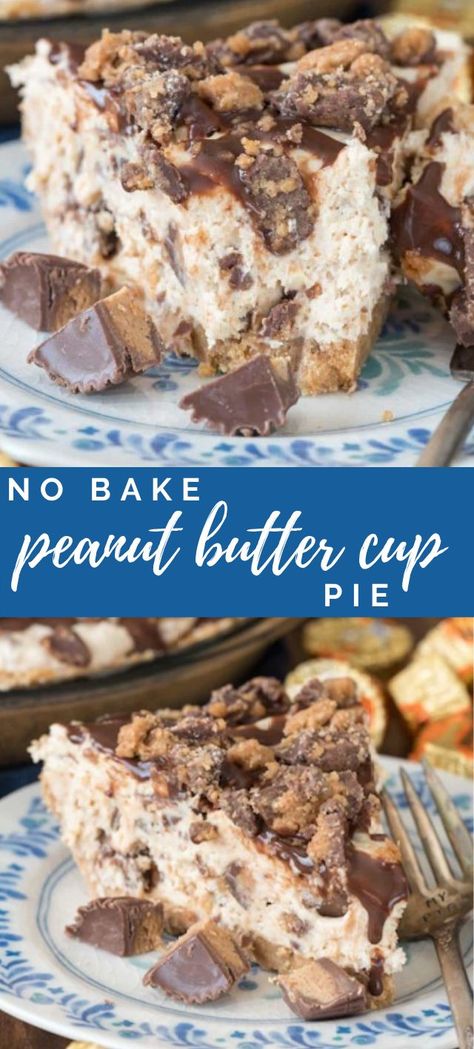 Reeses Peanut Butter Cup Pie No Bake, Peanut Butter Pie With Nutter Butter Crust, Desserts With Peanut Butter Cups, Nutter Butter Peanut Butter Pie, No Bake Peanut Butter Cheesecake Cups, Peanut Butter Cup Birthday Cake, Reeses Cup Desserts, Reese’s Peanut Butter Cups Pie, Reese Cup Pie