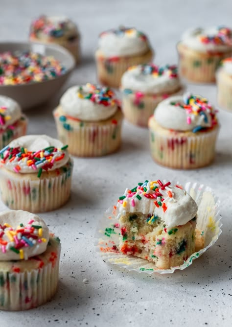 Funfetti Cupcakes with Marshmallow Buttercream • Serendipity by Sara Lynn Fatty Snacks, Sara Lynn, Funfetti Cupcakes, Marshmallow Buttercream, Sprinkle Cupcakes, Cheesecake Bites, Just Bake, Sweetest Thing, Manicure Nails