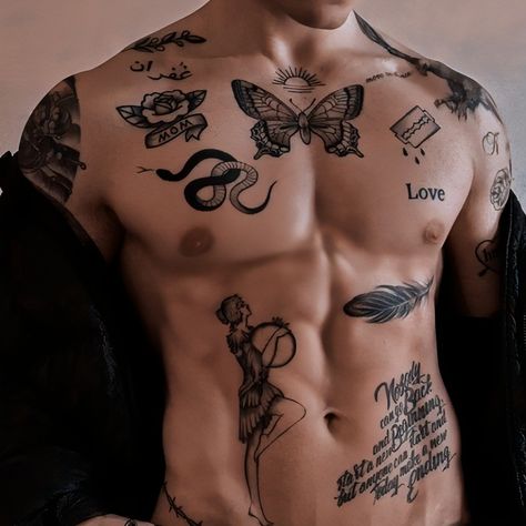 Tattoos On Body Men, Arm Chest Sleeve Tattoo, Full Elbow Tattoo, Dark Masculine Tattoos, Cheap Tattoo Ideas For Men, Chest Tattoo Men Ideas Words, Mens Tattoos Chest, Men Tattoo Ideas Chest, Middle Chest Tattoo Men