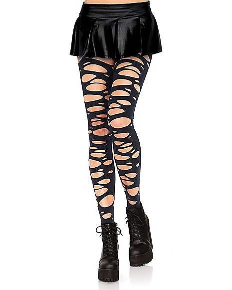 Human Kuromi, Punk Tights, Distressed Tights, Rock Clothes, Ripped Tights, Clothing Reference, Spencers Gifts, Black Punks, Rock Outfits