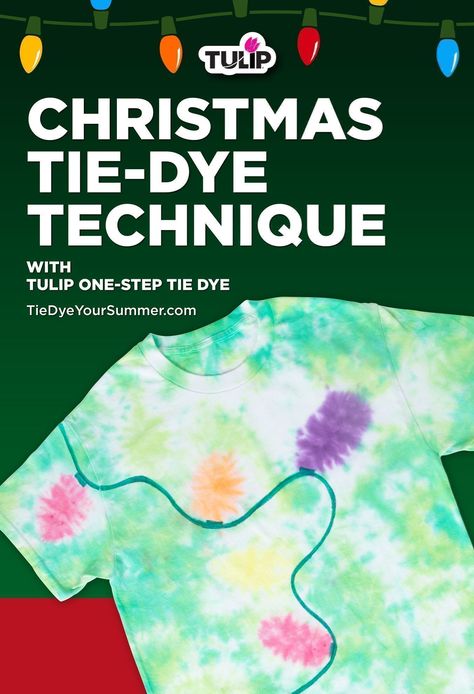 Christmas Tie-Dye Technique Basic Tie Dye Patterns, Christmas Tie Dye Patterns, Holiday Tie Dye, Christmas Tie Dye Shirts Diy, Tie Dye Christmas Shirts, Tie Dye Techniques Pattern, Tie Dye Instructions, Christmas Tie Dye, Tie Dye Shirts Patterns