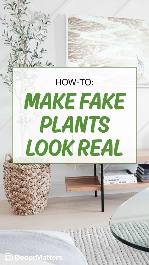 Can’t quite figure out how to keep that indoor house plant alive!? You’re in the right place because I’m here to tell you to go ahead and order a fake one. Yes, I said it. Fake plants are impossible to kill (unless you break them), and some are so gorgeous that you cannot even tell the difference. Plus, I’m sharing with you how to make your fake plants look more real, and if you implement this, there’s almost no chance that anyone would know the difference. Fake Plant Decor Living Rooms, Fake Plant In Basket, Fake Indoor Plants Decor, Fake Plants Bathroom Decor, Green Fake Plants, Living Room With Fake Plants, Fake Floor Plants Decor, Make Faux Plants Look Real, Bedroom Artificial Plants Decor