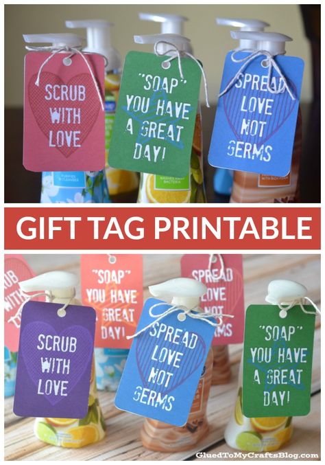 Foaming Hand Soap - Free Gift Tag Printable - give some soap to your child's teacher today as a teacher appreciation gift! Staff Appreciation Ideas Hand Soap, Soap Quotes Gift Ideas, Soap Thank You Gift Tag, Soap Sayings For Gifts, Hand Sanitizer Gift Ideas Free Printable, Hand Sanitizer Gift Tag Free Printable, Soap Gift Tags, Soap Quotes, Soap Tags