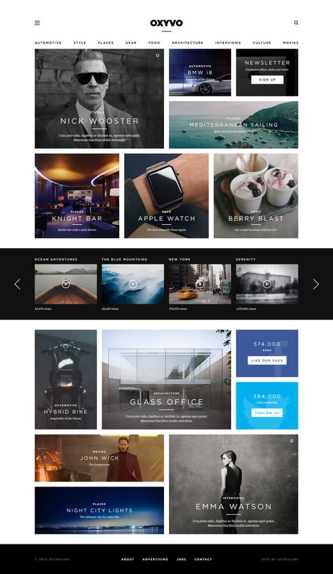 Magazine Template by Oliur Gallery Layout Website, Website Gallery Design Layout, Website Gallery Layout, Gallery Website Layout, Image Gallery Web Design, Homepage Inspiration, Layout Web, Design Sites, Ui Website