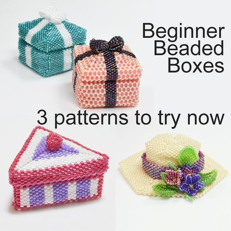 Bead Boxes Pattern, Beaded Boxes Tutorial, 3d Beading Patterns Free, 3d Seed Bead Patterns Free, Beaded Boxes Pattern Free, 3d Beaded Patterns, 3d Beading Patterns, Delica Beads Patterns, Beaded House