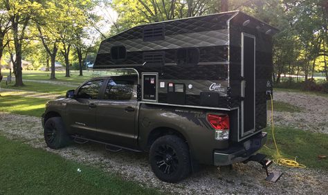 Camping in Indiana with a Capri Maverick camper, http://www.truckcampermagazine.com/camper-lifestyle/shooting-monsters-location/ Lance Truck Camper, Honda Cr-v Camping, Army Truck Camper, Texas Hill Country Rv Camping, Ama Supercross, Minivan Camper Conversion, Fifth Wheel Campers, Homemade Camper, Truck Bed Camper