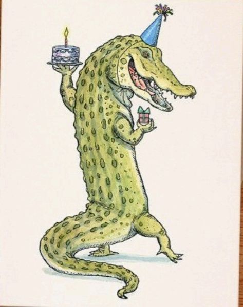 Penguin Artwork, Alligator Birthday, Crocodile Illustration, Crocodile Cartoon, Alligators Art, Birthday Card Drawing, Ocean City Nj, Animal Portraits Art, Creative Drawing Prompts