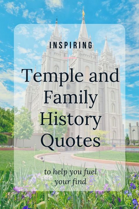 The best genealogy, family history, and temple work quotes inspire us to do more, learn more, and be better - both as people and as genealogists. The best quotes also teach us about the blessings we'll receive when we do our family history work. Temple And Family History Activities, Quotes About History, Temple And Family History, Temple Quotes Lds, Family History Printables, History Crafts, History Bulletin Boards, Genealogy Quotes, Family History Organization