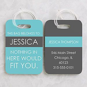 Full Of Wit Personalized Luggage Tag 2 Pc Set - #15120 Cricut Luggage Tags, Travel Gadgets Accessories, Unique Luggage Tags, Kids Luggage Tags, Tag Quotes, Luggage Tags Diy, Funny Luggage Tags, Personalized Office Gifts, Custom Bag Tags