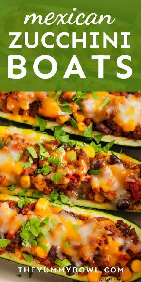 Spice up your taco nights with these fun and healthy low-carb taco zucchini boats! Packed with flavorful ground beef, taco seasoning, black beans, and corn, this cheesy zucchini dinner is a delicious twist on traditional tacos. Ground Beef Zucchini Boats, Zucchini Boats Beef, Mexican Zucchini Boats, Taco Zucchini Boats, Zucchini Taco Boats, Traditional Tacos, Taco Zucchini, Boat Recipes, Taco Stuffed Zucchini