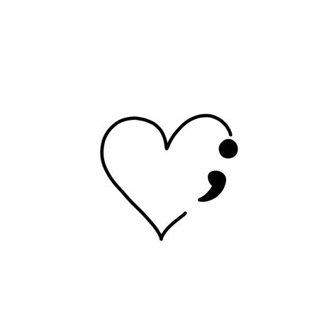 Tattoo Titik Koma, Heart With Semicolon Tattoo, J Heart Tattoo, Heart Semi Colon, Heart Semicolon Tattoo, Semicolon Heart, Heart Semicolon, Mastectomy Tattoo, Tattoos To Cover Scars