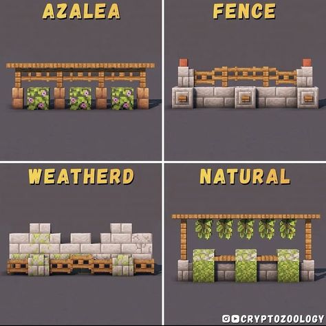 I like these ones the best Minecraft In Wall House, Minecraft Dark Oak Wall Designs, Wall Ideas Minecraft Outside, Minecraft Small Fence Ideas, Minecraft Protection Wall, Cute Minecraft Wall Ideas, Minecraft Wall Inspiration, Minecraft Survival Compound, Minecraft Map Design