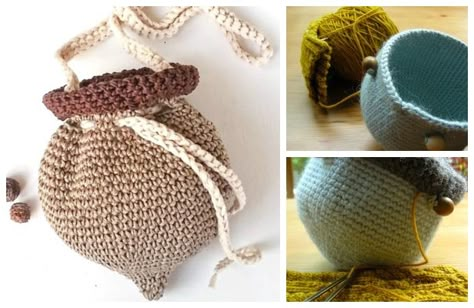 Acorn Bag, Crochet Fairy, Craft Board, Crochet Pouch, Yarn Bag, Fun Crochet Projects, Crochet Lovers, Crochet Tote, Halloween Crochet