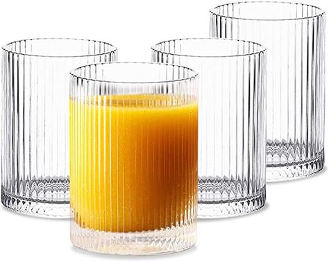 Ribbed Glassware, Cocktail Cup, Cocktail Art, Juice Glasses, Highball Glass, Iced Coffee Cup, Glass Cups, Yogurt Cups, Cocktail Glasses