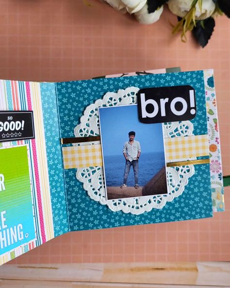 How can your birthday be not sweetest with this handmade gift brother? 🎀🤭 . . Cute mini scrapbook for her brother's birthday 🎂 🥳 . . Dm to place your orders for this kind of adorable scrapbook 🌻 . . Checkout my page for various gifting options for your loved ones 😍 Brother Sister Scrapbook Ideas, Sister Scrapbook Ideas, Sister Scrapbook, Boyfriend Anniversary, Birthday Scrapbook, Brother Birthday, Mini Scrapbook, Gift For Brother, Boyfriend Anniversary Gifts